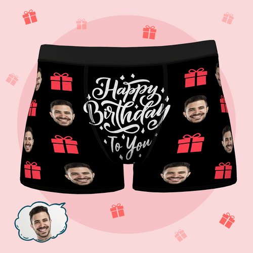 Custom Men's Boxer Briefs Happy Birthday To You Personalized Face Underwear for Men Great Birthday gift