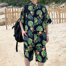 Hawaiian Shirts For Men Print Tropical Leaves On Black Background Aloha Beach Shirts