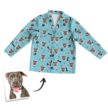 Custom Dog Photo Long Sleeve Pajamas, Sleepwear, Nightwear - Bone