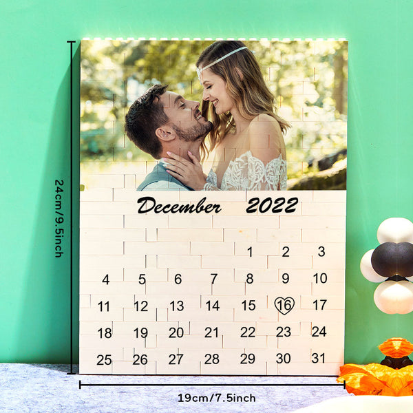 Custom Photo Building Block Puzzle Calendar Important Date Gifts for Him - SantaSocks