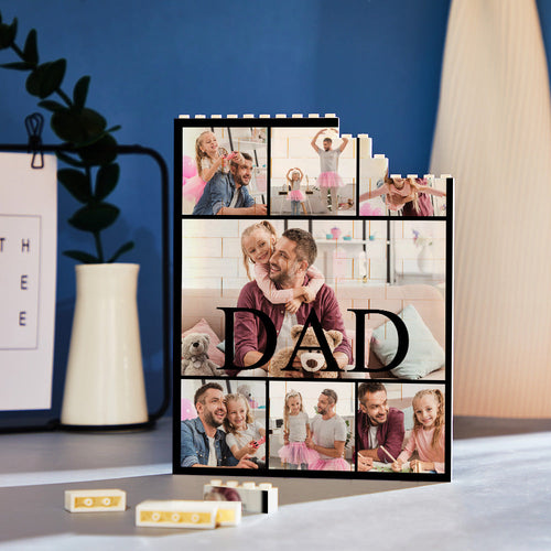 Custom Building Block Puzzle Vertical Building Photo Brick for Dad Happy Father's Day