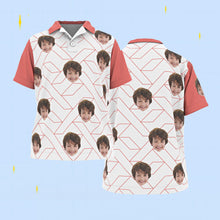 Custom Face Kids Polo Shirts Personalized Photo Shirt Red Plaid