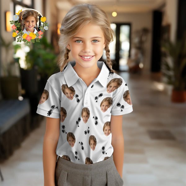 Custom Face Kids Polo Shirts Personalized Photo Shirt Coconut Trees