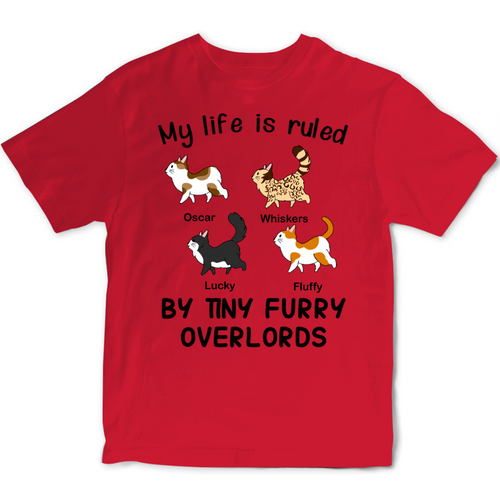 Custom Cartoon Clipart T-shirt Personalised Gifts for Cat Owner Red