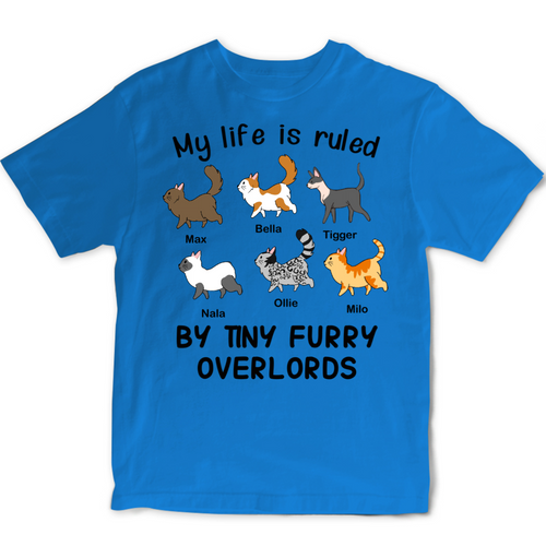Custom Cartoon Clipart T-shirt Personalised Gifts for Cat Owner Blue