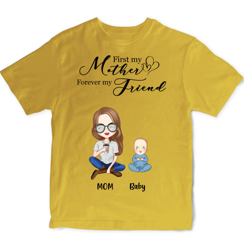 Personalized Family Clipart Yellow Cartoon T-shirt Gifts for Mom