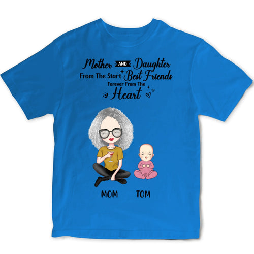 Personalized Family Clipart Blue Cartoon T-shirt Gifts for Mom
