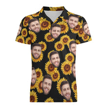 Custom Face Sunflower Men's Polo Shirt