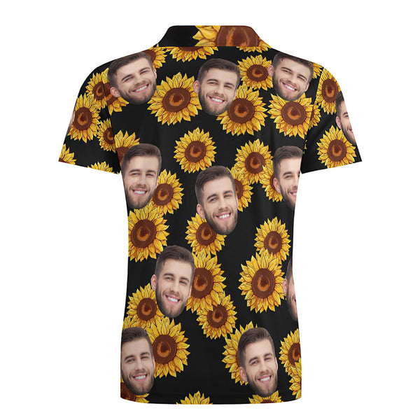 Custom Face Sunflower Men's Polo Shirt