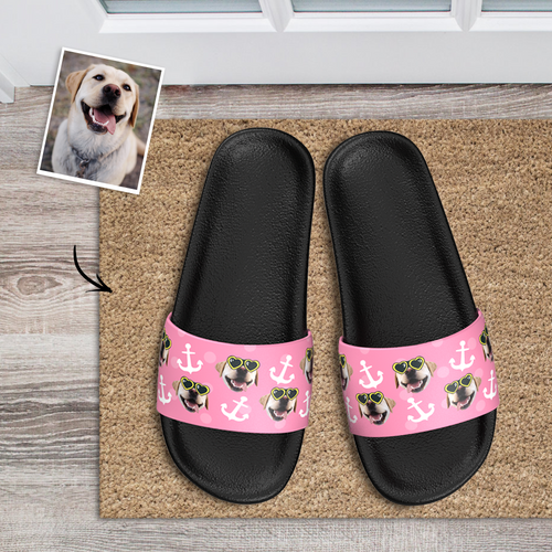 Custom Photo Slide Sandals Personalized Couple Face Slide Sandal For Summer Custom Gifts For Him/Her - Dog