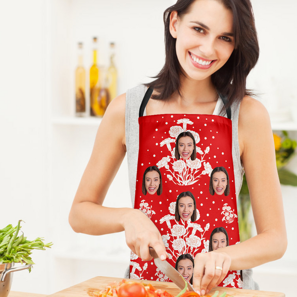 Mother's Day Gifts - Custom Face Apron Carnation Mother's Day Gifts