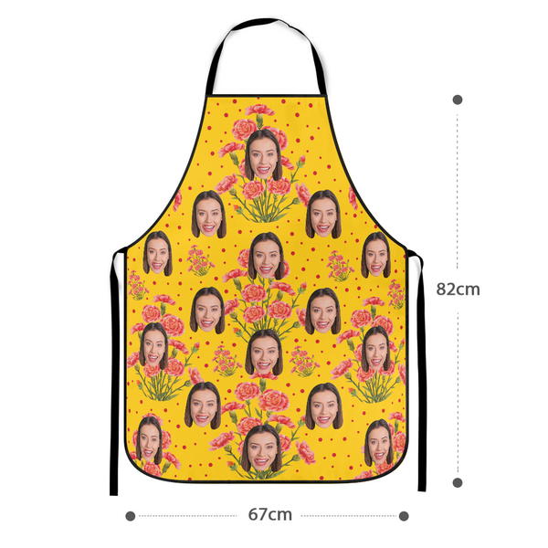 Mother's Day Gifts - Custom Face Apron Carnation Mother's Day Gifts