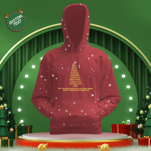 Custom Family Names Christmas Tree Hoodies Personalized Sweatshirts Christmas Day Gifts