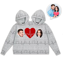 Custom Face Couple's Heartbeat One Piece Sweatshirt Photo Intimate Hoodie Gift For Love