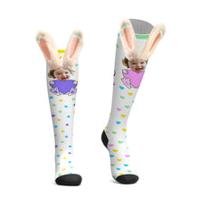 Custom Socks Knee High Face Socks 3D Plush Bunny Ears Socks