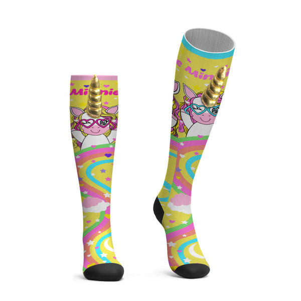 Custom Name Socks Knee High Socks 3D Unicorn Horn Cartoon Socks