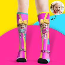 Custom Face Socks Knee High Socks 3D Cute Bow Cartoon Socks