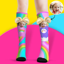 Custom Socks Knee High Face Socks 3D Plush Bear Ears Socks