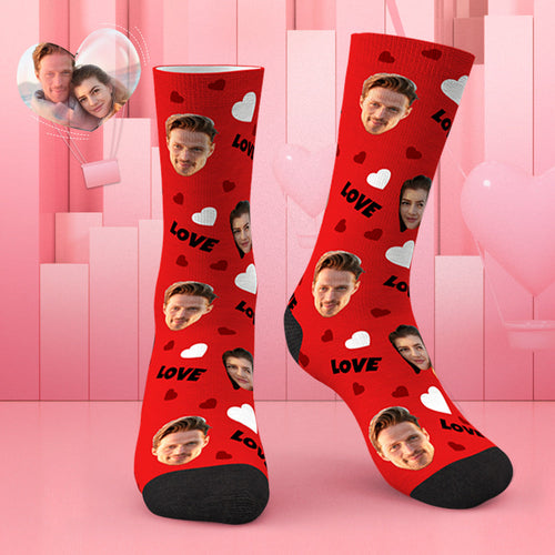Custom Love And Face On Socks CWZ439 - Red