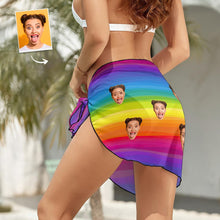 Custom Face Beach Wrap Women Short Sarongs - Rainbow