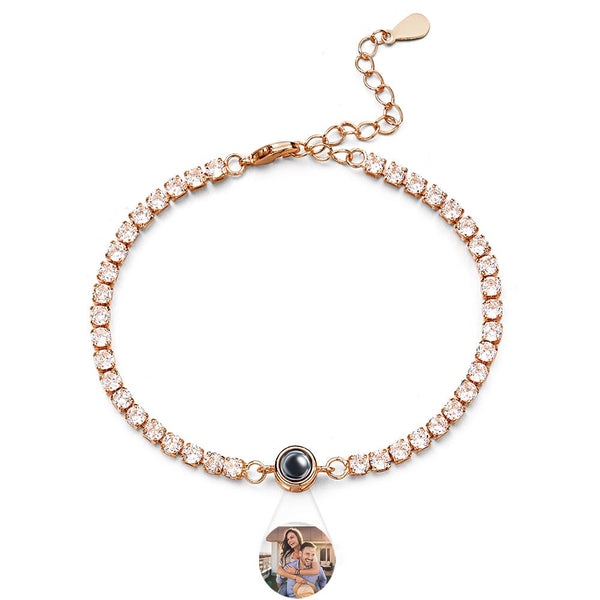 Custom Photo Projection Tennis Bracelet Personalized Trendy Circle Photo Bracelet Gifts For Him - SantaSocks