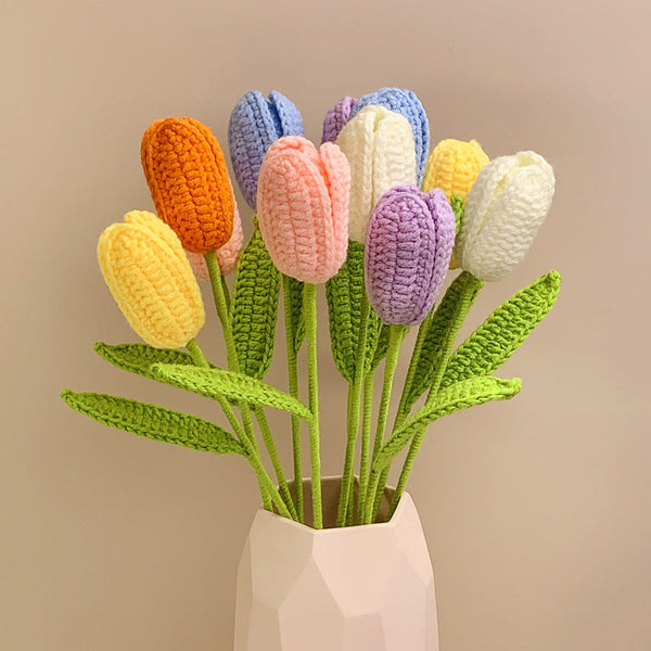 Tulip Crochet Flower Handmade Knitted Flower Gift for Lover Graduation Gift