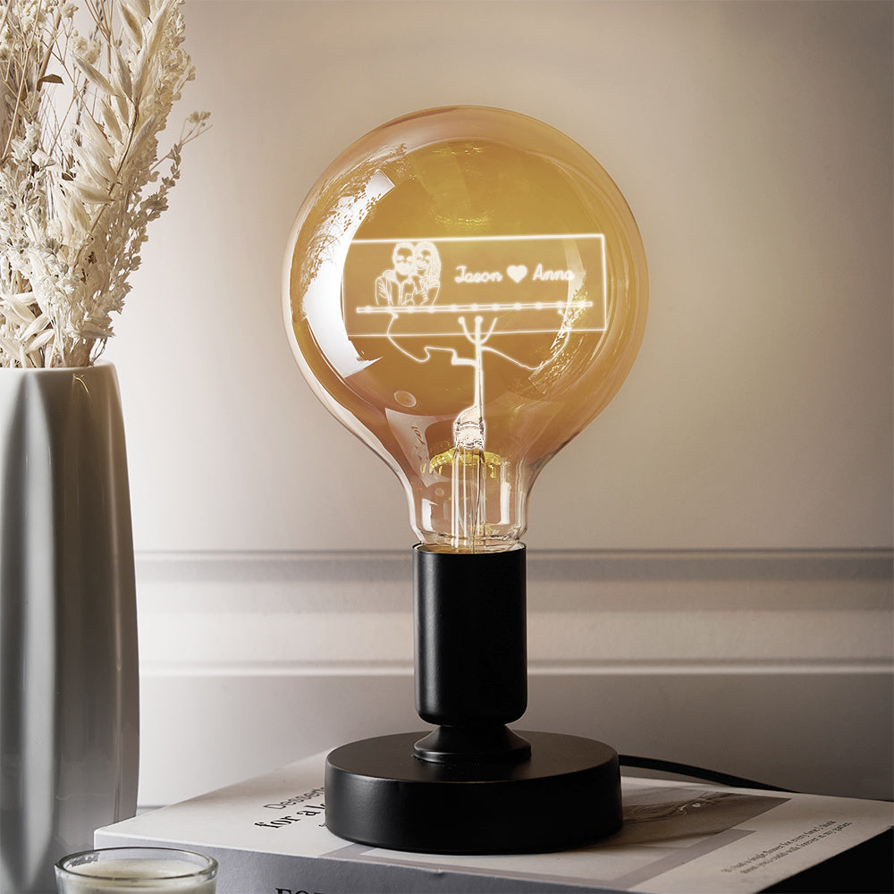 Custom Photo and Name Led Vintage Edison Personalized Acrylic Lamp Soft Light Bulbs