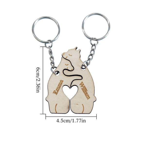 Personalized Couple Matching Keychain Custom Matching Bear Keychain Valentine's Day Gifts for Lover - SantaSocks