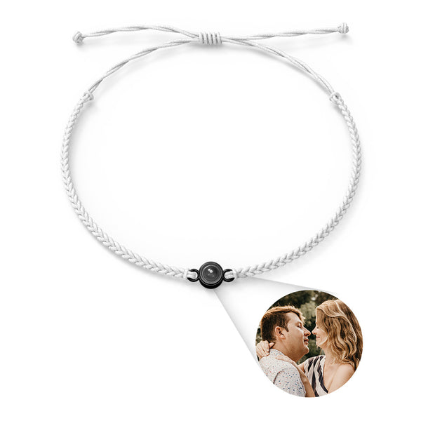 Personalized Photo Projection Couple Bracelet Braided Black Rope Bracelet Gift For Lovers - SantaSocks
