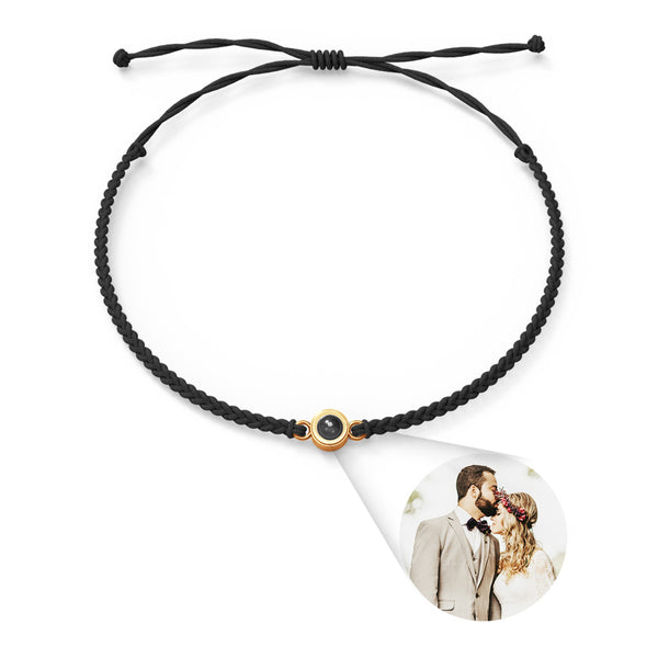 Personalized Photo Projection Couple Bracelet Braided Black Rope Bracelet Gift For Lovers - SantaSocks