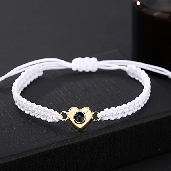 Custom Simple Fashion Black Rope Heart Shaped Picture Projection Bracelet