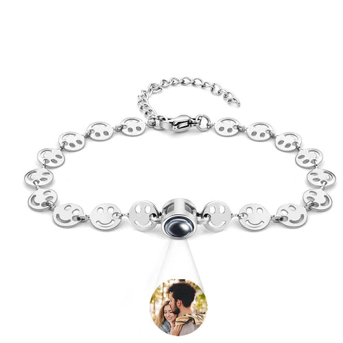 Custom Projection Bracelet Smiley Chain Love Gift for Couple - SantaSocks