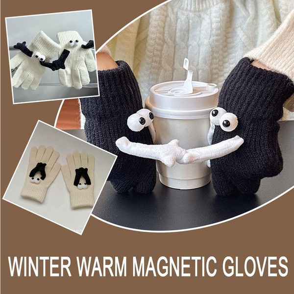 1 Pair Women's Warm Winter Magnetic Gloves Touch Screen Hand Warmer Gloves Christmas Gift for Girlfriend