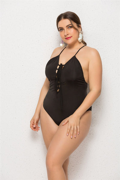 Black Sling Back Large One-Piece Swimsuit