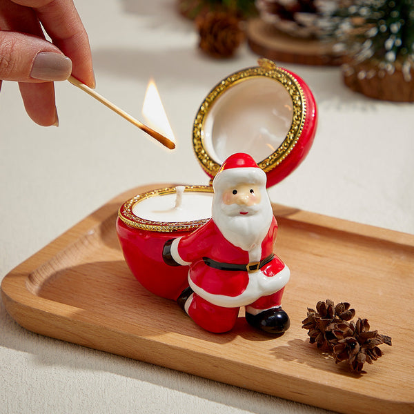 Ceramic Handmade Scented Candle Soy Wax Candle Christmas Gift - Santa Claus with Gifts