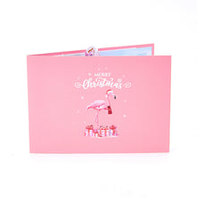 Christmas 3D Pop Up Card Pink Christmas Tree Flamingo Greeting Card
