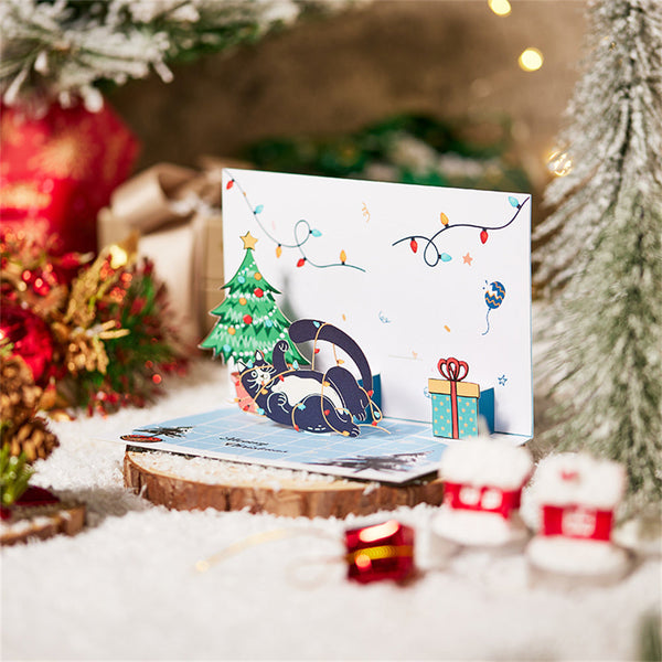 Christmas 3D Pop Up Card Christmas Cat Greeting Card