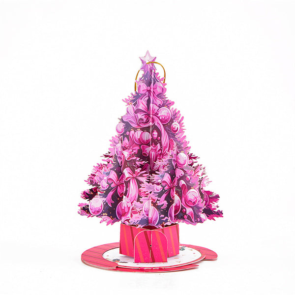 5 Pcs Christmas Tree Ornaments Christmas 3D Pop Up Greeting Card