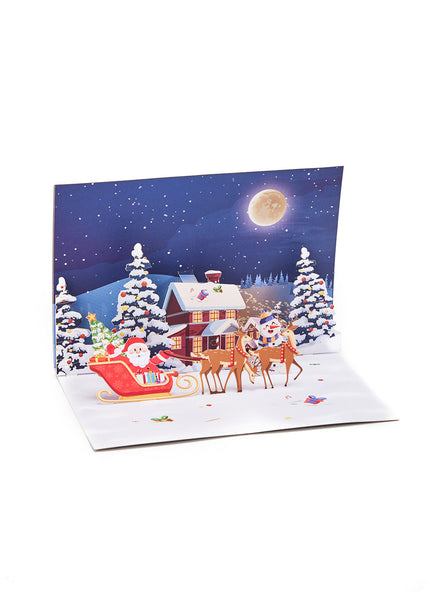 Christmas 3D Pop Up Card Christmas Elk Sleigh Greeting Card