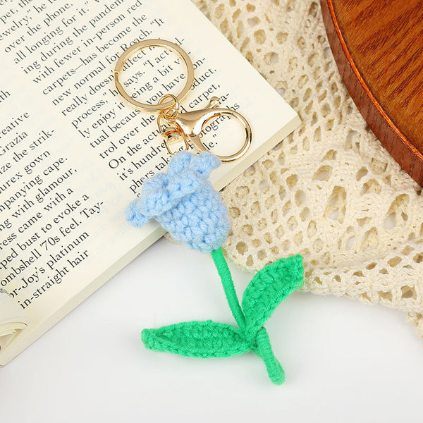 Crochet Flower Keychain Creative Tulip Handmade Knitted Keychain Gift for Her - SantaSocks