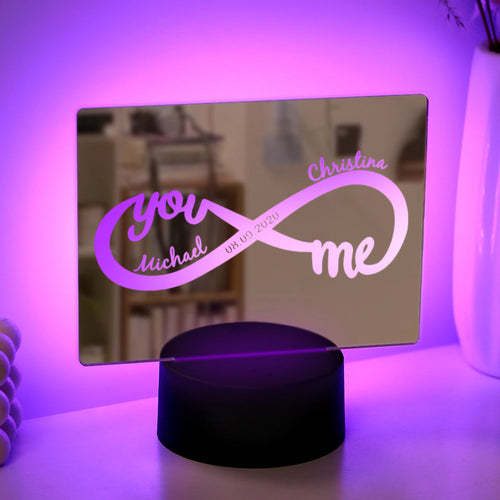 Personalized Name Mirror Lamp Infinity Love Gift for Couple - SantaSocks