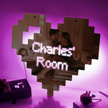 Custom Engraved Mirror Light Pixel Style Heart Home Gift - SantaSocks