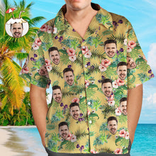 Custom Printed Hawaiian Shirt for Fans Personalized Face and Text Hawaiian Shirt Gift for fans - Leaves & Flowers