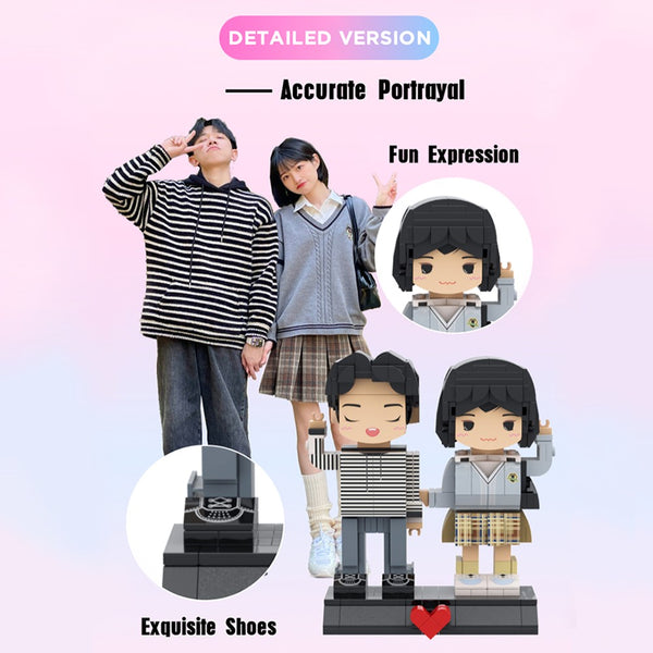 Fully Body Customizable 1 Person Custom Brick Figures Small Particle Block Toy Girl Listening to Music
