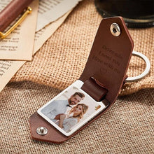 Father's Day Gift Custom Leather Photo Text Keychain Gift For Dad