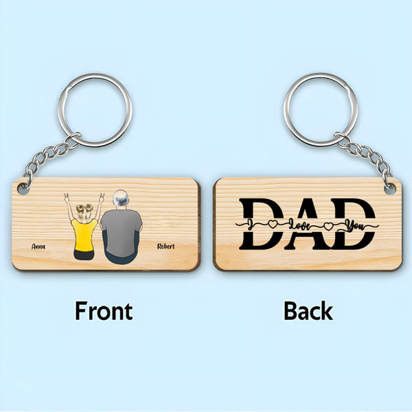 Personalized Wooden Keychain Best Dad Ever Back View Man