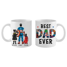 Best Dad Ever Mug Custom Father and Kids Costume Personalized Hairstyle and Name Coffee Mug