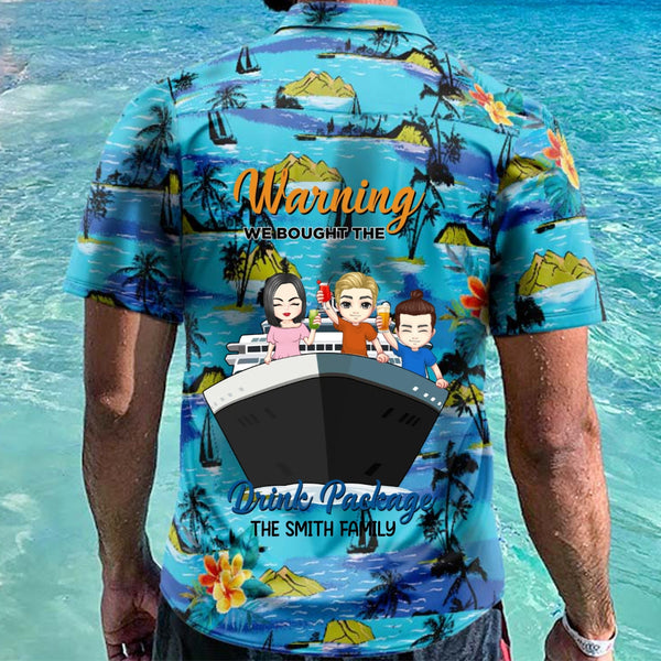 Custom Men's Hawaiian Shirts with Cruise Travel Personalized Cartoon Family Members