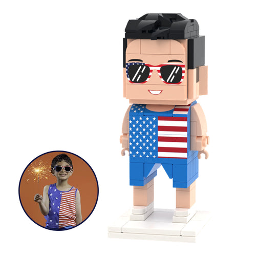 Full Body Customizable 1 Person Custom Brick Figures Small Particle Block Toy Independence Day Commemorative Gift