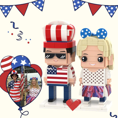 Independence Day Commemorative Gift Full Custom 2 People Brick Figures Custom Brick Figures Small Particle Block Toy